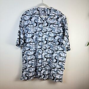 Stacy Adams Mens Casual Button Up Shirt sz XXL Linen Bold Geo Pattern NEW Collar